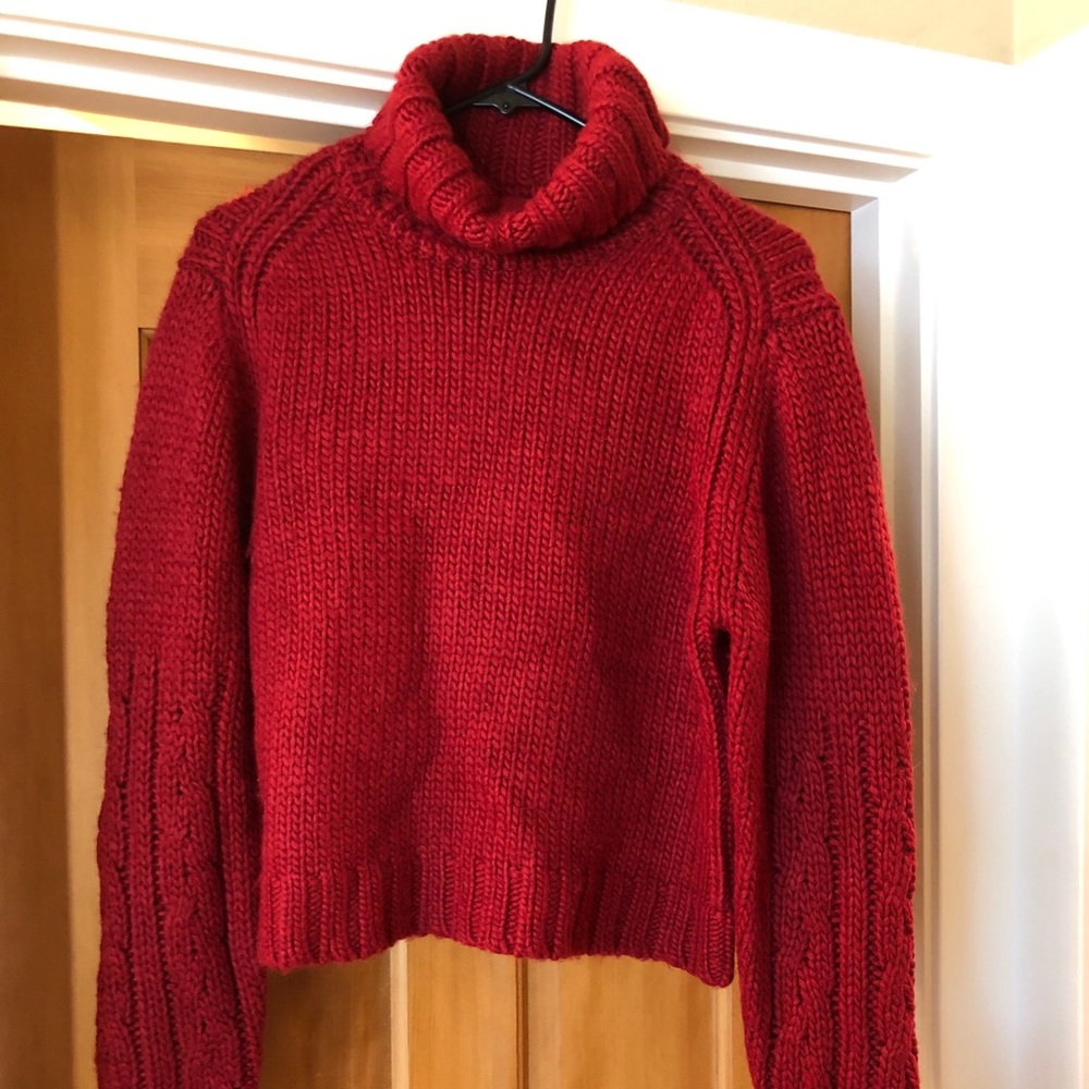 Sundance Red Chunky Knit Turtleneck Sweater